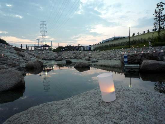 あらい浜風公園 灯りの夕べ　キャンドル設置